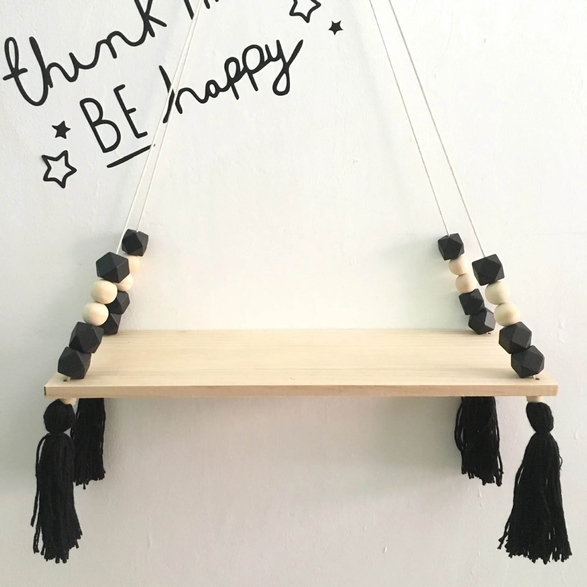 

Wooden Beads Tassel Wall Hanging Decor, Swing Shelf, Decorative Shelves, Room Storage Organization, Personality Kids Room, 1 Pc