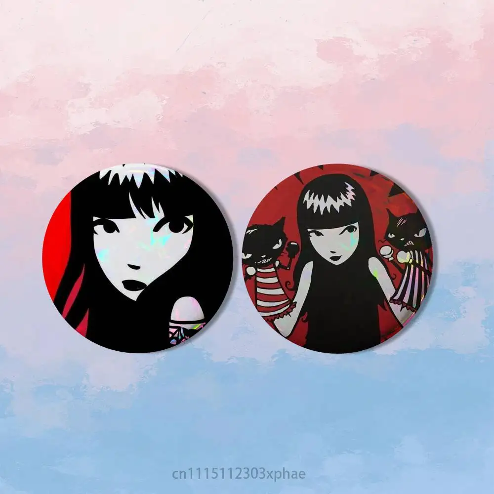 Emily the Strange 2 piece set Pins Creativity Printed Pictures Text Metal Lapel Badges Brooches Jewelry Gift