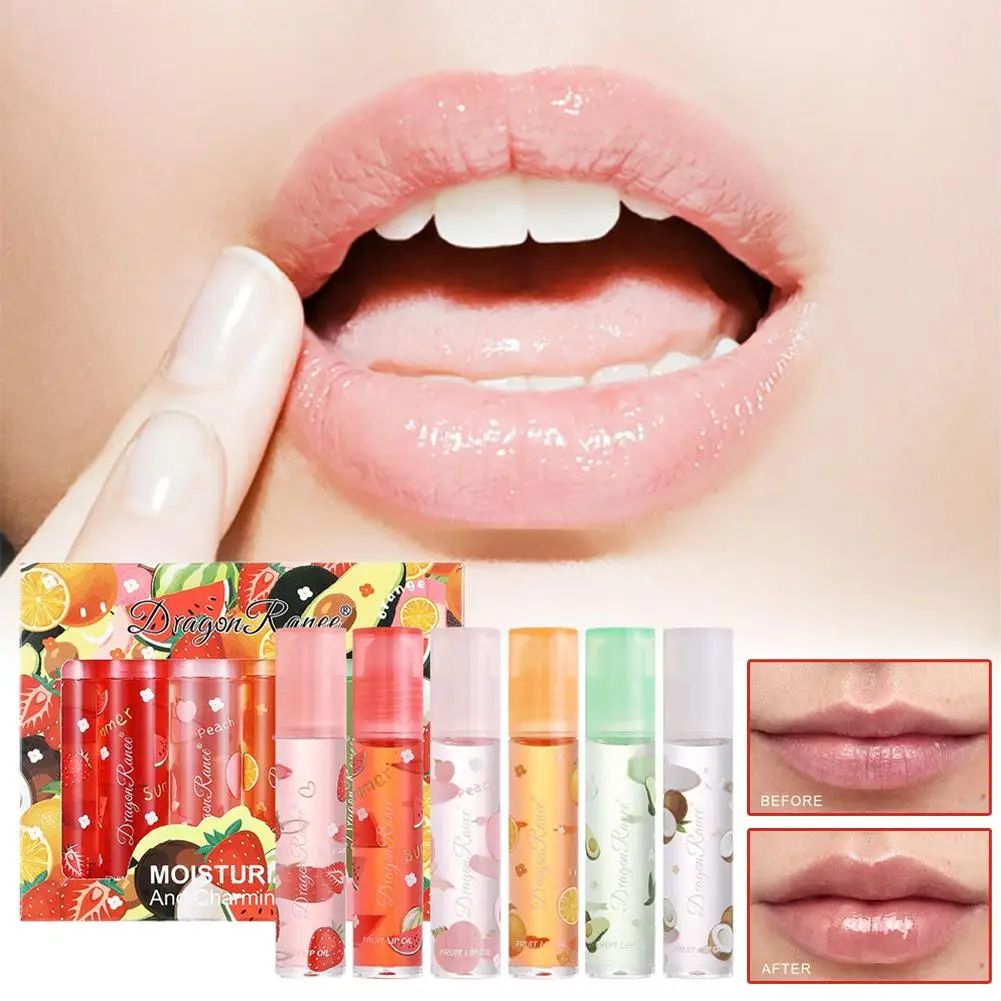 6 قطعة/المجموعة الشفاه النفط الأسطوانة لمعان ترطيب مغذي الشفاه بلسم شفاف عديم اللون الفاكهة الأفوكادو العناية بالشفاه #3
