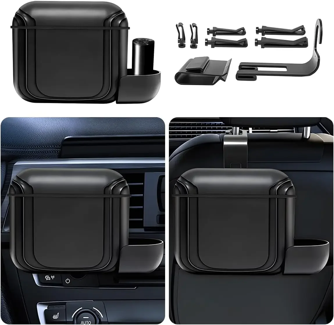 Mini-Fahrzeug-Mülleimer mit Deckel, auslaufsicherer Auto-Mülleimer für Auto, Auto, LKW, inklusive Tasche, kleiner Abfallbehälter, vielseitig einsetzbar