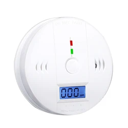Carbon Monoxide Alarm Smoke Detector Carbon Monoxide Detector Powered by Battery with LCD Display Voice Warning