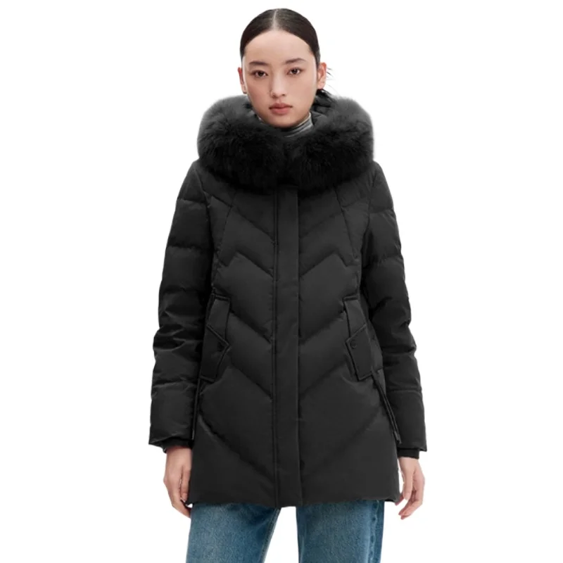 Chericom-Chaqueta de plumón de invierno para mujer, abrigos acolchados con capucha recortados de piel, diseño acolchado, cálidos y gruesos, Y299310B, 2025