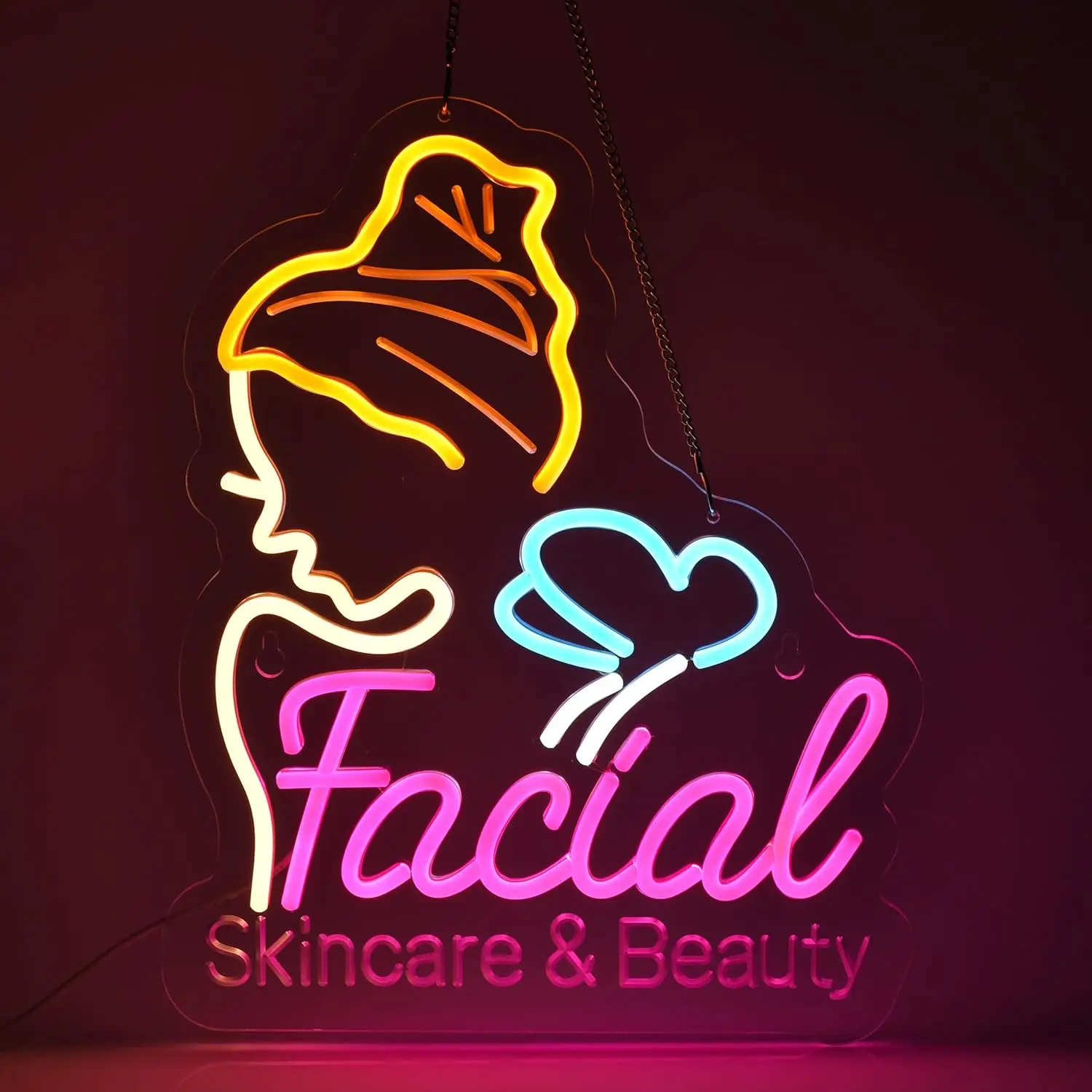 Facial Neon Sign LED Neon Light Sign Wall Art Decoration for Business Beauty Makeup Room Spa Hair Salon Lash Lounge Studio