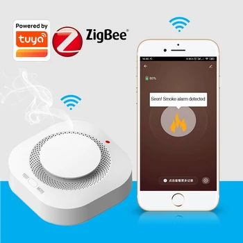 Tuya חכם Zigbee עשן גלאי עשן אלחוטי גלאי דליפת מניעת עשן חיישן להתקין ב ללא עישון אזור או מטבח