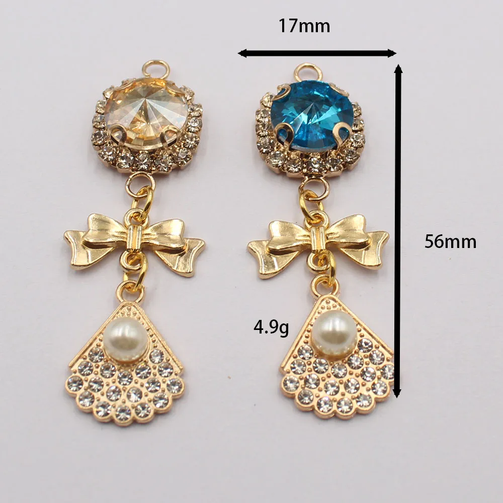 New 4-piece/batch Gold Round Satellite Pendant Glass Material DIY Necklace Earrings Shoe Chain Retro Baroque Style Elegant Fashi