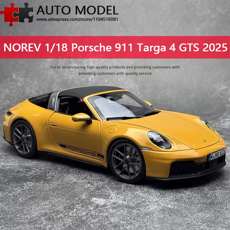 

2025 Porsche 911 Targa 4 Gts Convertible with Roof, Realistic Alloy Car Model, Fully Openable Doors, Norev 1:18 Die-Cast Metal Scale Model, Adult Toy, Boys' Collectible Gift