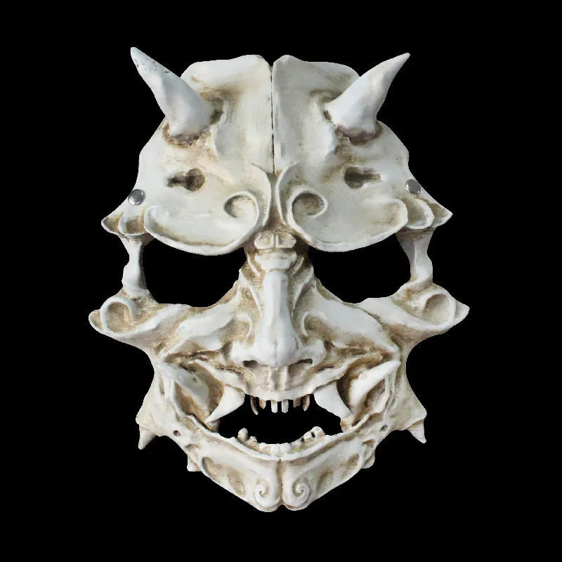 New Ghost Warrior Devil Mask SkeletonSamurai Prajna Mask Horror Oni Halloween Mask Parties Festivals Supplies Cosplay Resin Mask