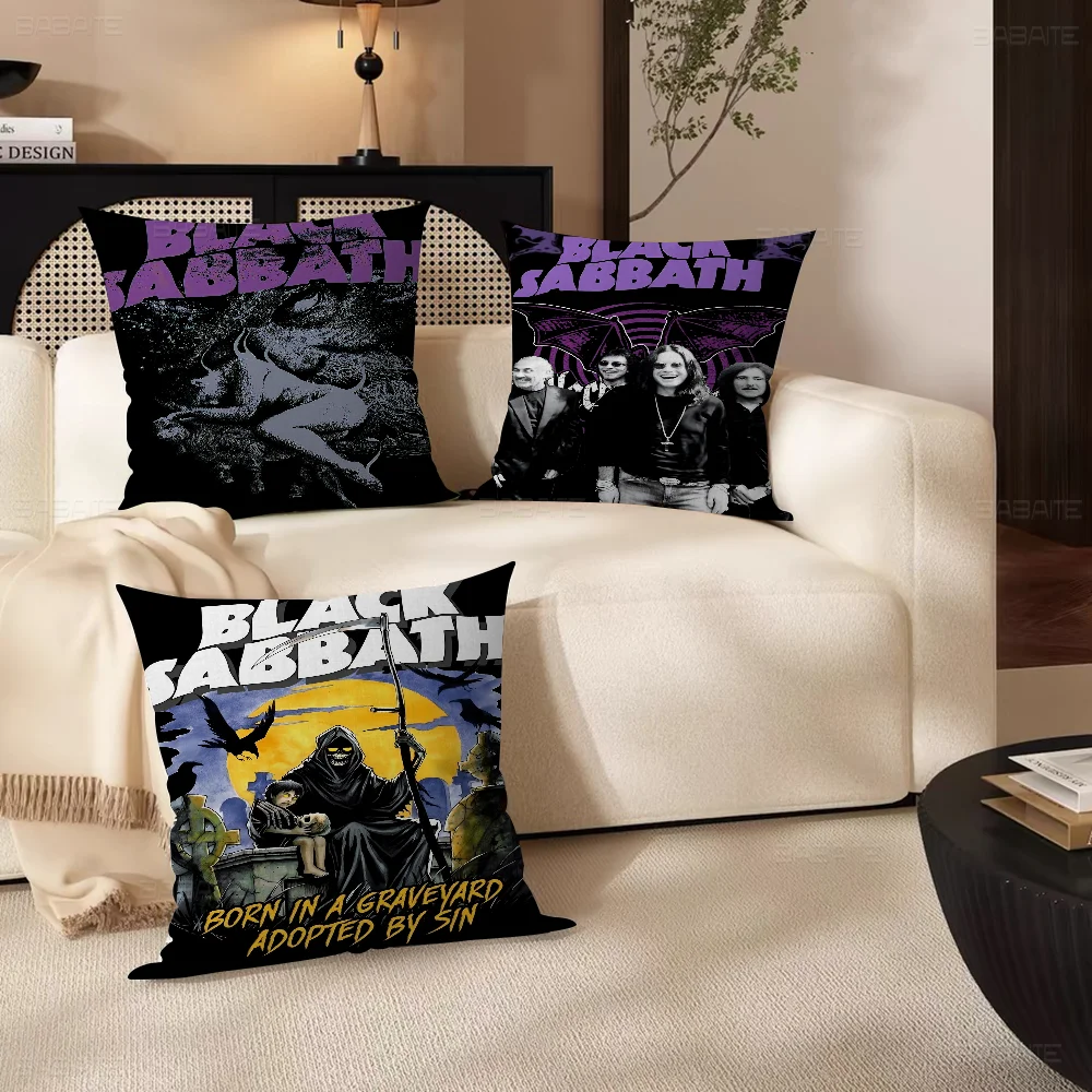 B-Black S-Sabbath Band Pillow Gift Home Office Decoration Bedroom Sofa Car Cushion Cover case 45x45