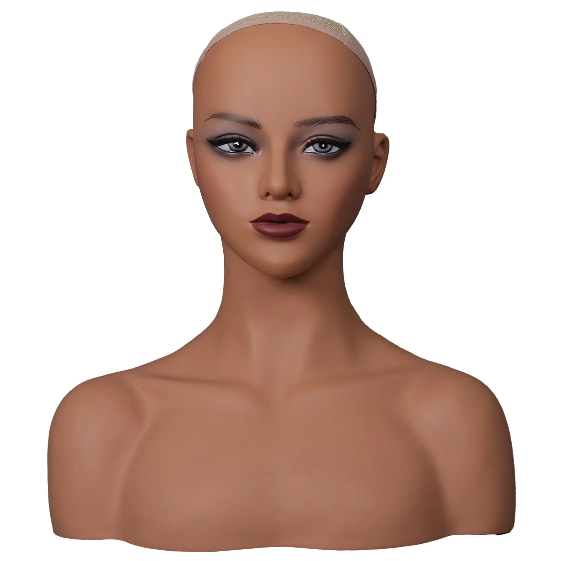 Cabeça de manequim feminina de meio corpo, busto com ombros para perucas, joias, chapéus, exibição de cabeças de boneca