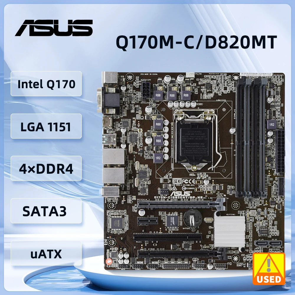 

ASUS Q170 motherboard Q170M-C/D820MT/DP_MB LGA 1151 support 6100 7300 6400 6500 7600 7700 G4600 cpu DDR4 64GB Micro ATX