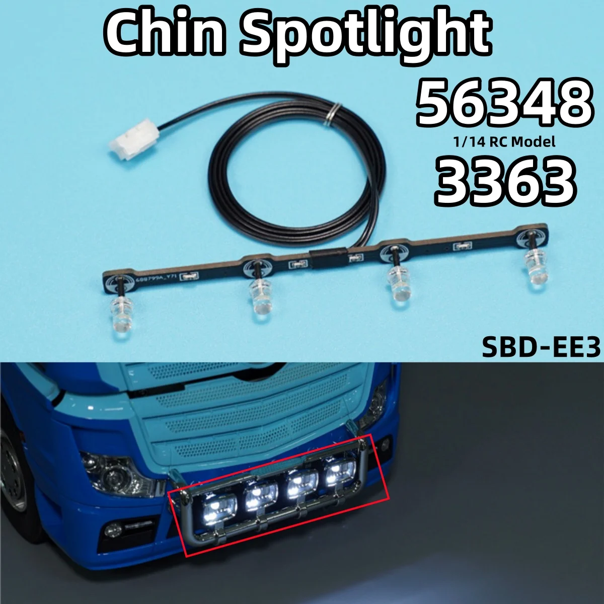 

Chin Spotlight PCB LED SBD-EE3 Black For 1/14 TAMIYA RC ACTROS 3363 56348 Lamp Trailer Tractor Toy Model Parts