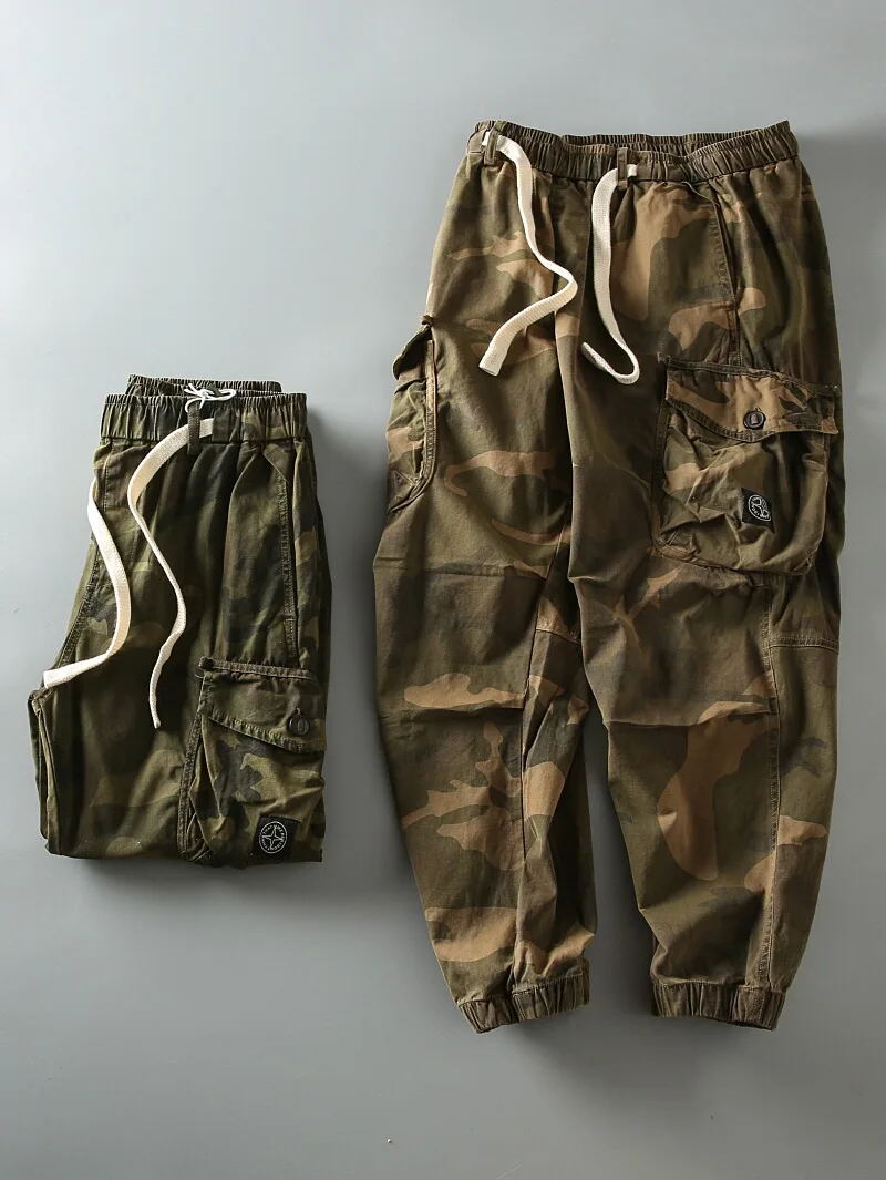 

American Retro Desert Camouflage Men's Multi-ket Work Pants Loose Trendy Cuffed Casual Long Pants Spring Autumn Sle