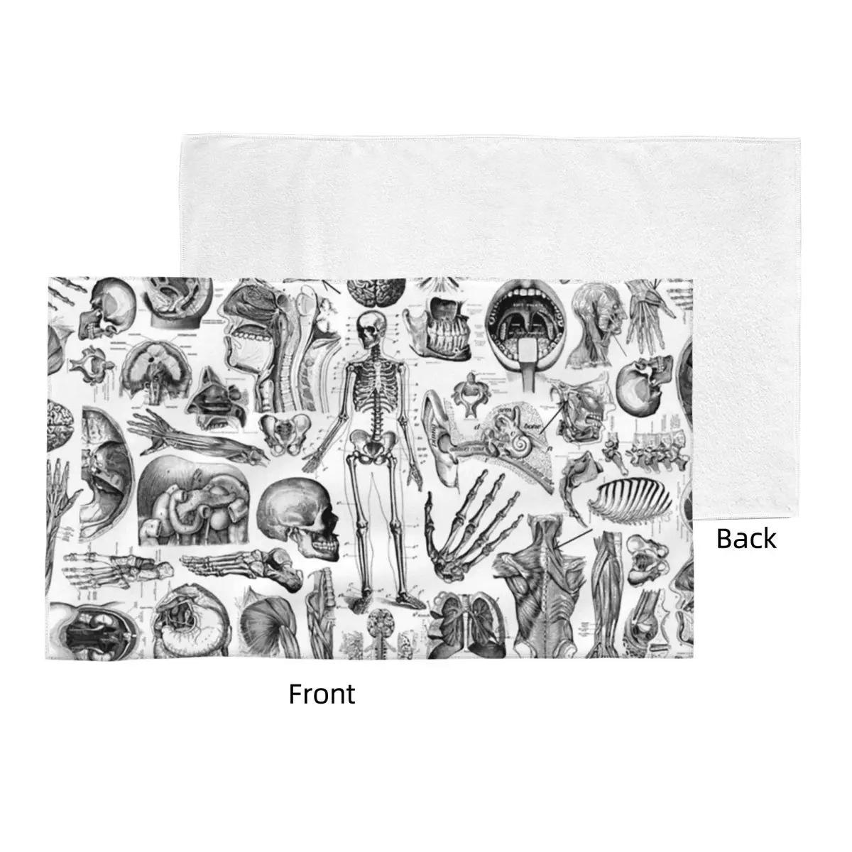 Custom Human Anatomy White Print Soft Face Towel Quick Dry Pool Bath Cotton Towels Absorbent