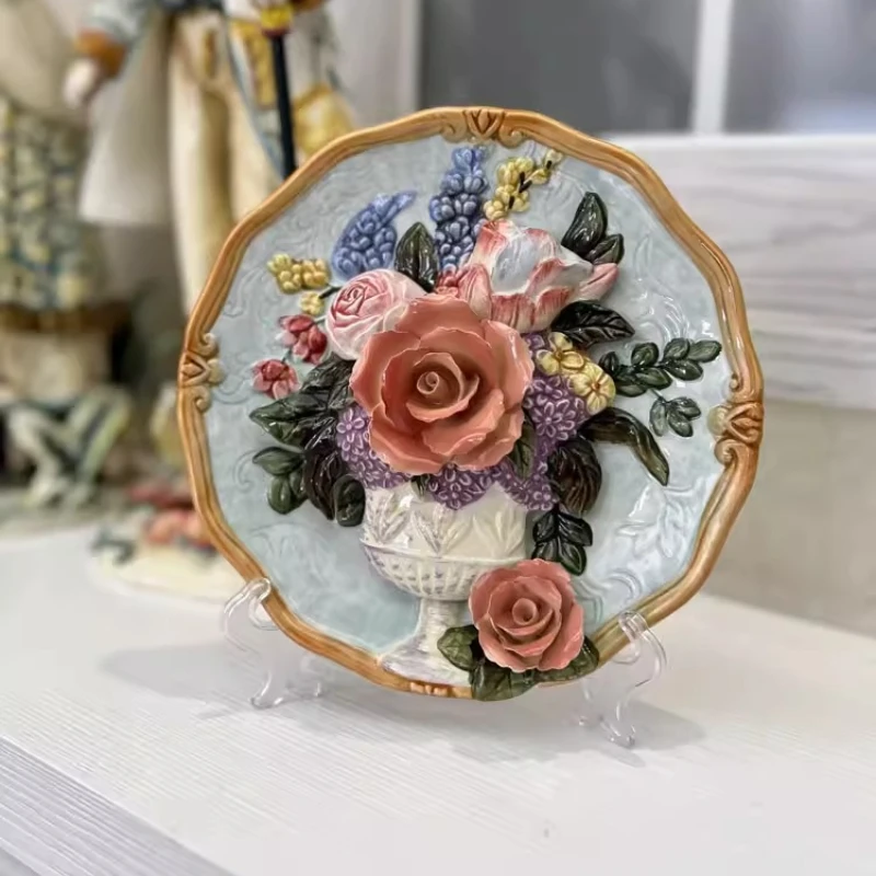 Ceramic Lily Wall Plate,3D Floral Home Decor for Living Room Entryway,Handmade Hanging Decorative Dish,Unique Housewarming Gift