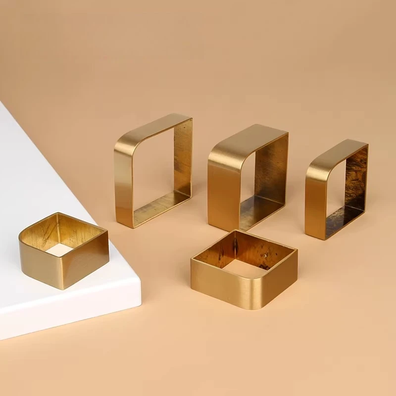 4pcsPure Copper Chinese Style Furniture Copper Foot Covers Irregular Rectangular Chairs Dining Tables Sofas Hardware Accessories