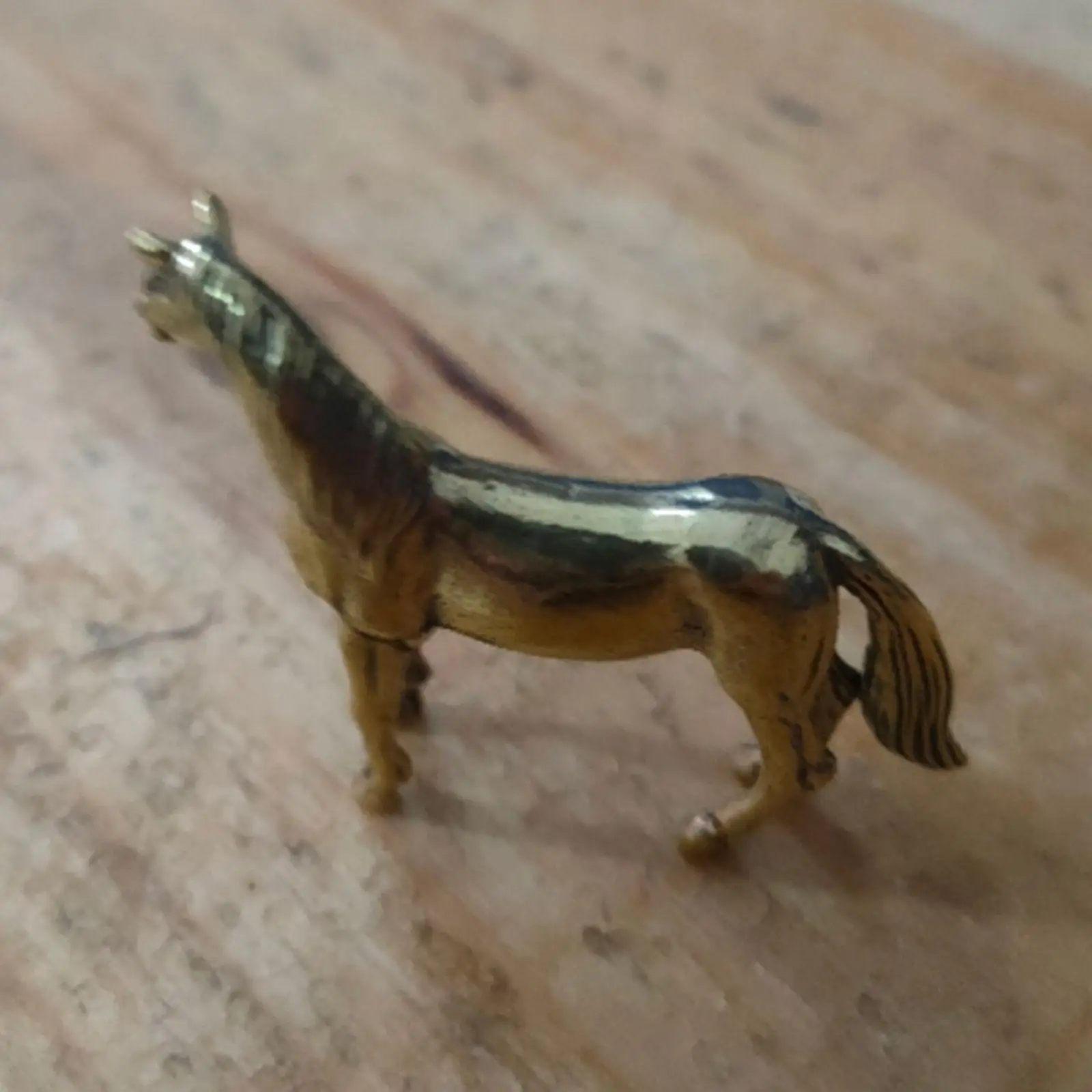 Tabletop Horse Statue Standing Bronze Finish Copper Material Antique Look Hand Painted Cowboy Horse Sculpture Micro Carving