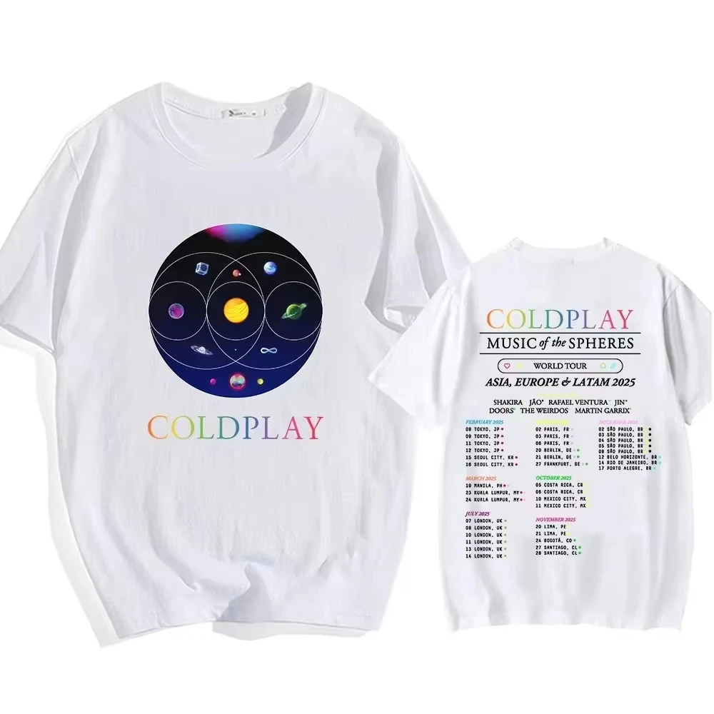 Unisex Coldplay 2026 Summer Music Festival World Tour Heavy Metal Fashion Pattern Cotton Women And Men T-Shirt