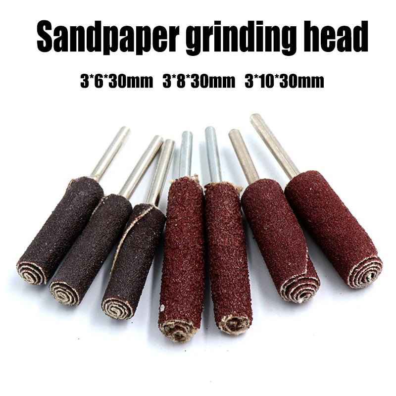 

2pcs Dia 6/8/10mm Abrasive Sandpaper Grinding Head Sanding 120 Grit Cylindrical Sleeve Sandpaper Roll Wheel With 1/8inch Shank