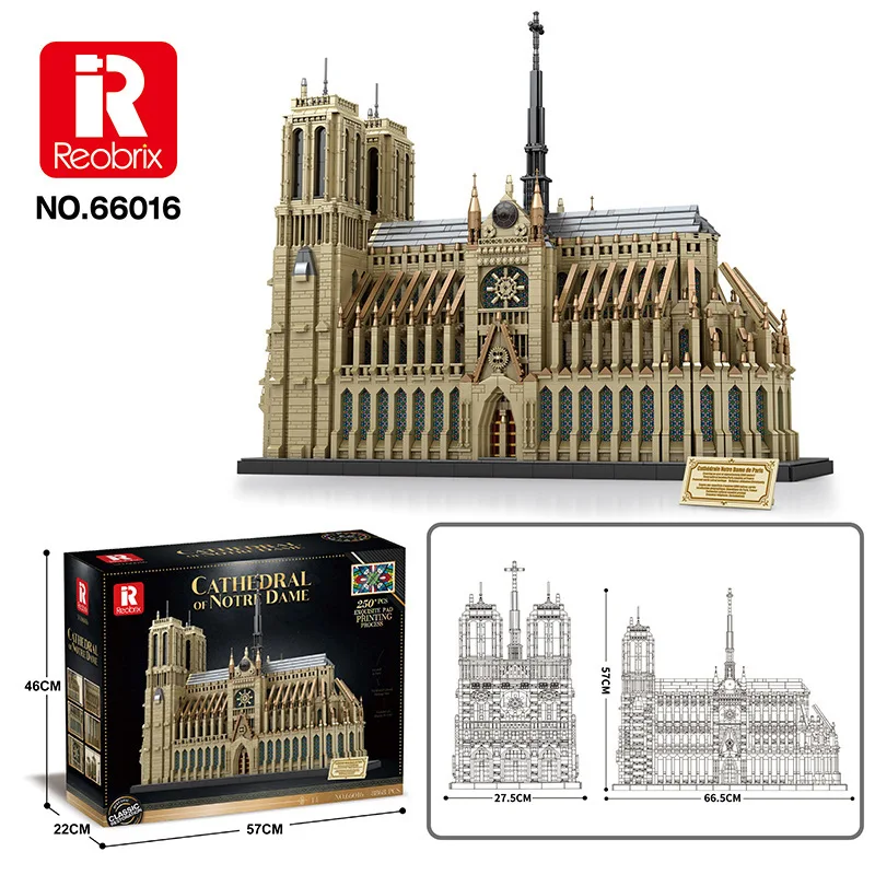 Notre-Dame kathedraal bouwstenen - gotische architectuur LEGO-stijl puzzel, Parijse landmark model voor geschiedenisliefhebbers