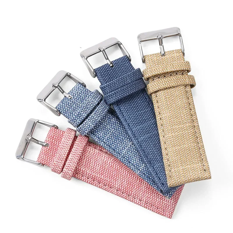 الدنيم نمط النايلون حزام الساعات لهواوي Gt2/3 خمر حزام من الجلد 12/14/16/18/20/22 مللي متر حزام (استيك) ساعة للرجال النساء اكسسوارات