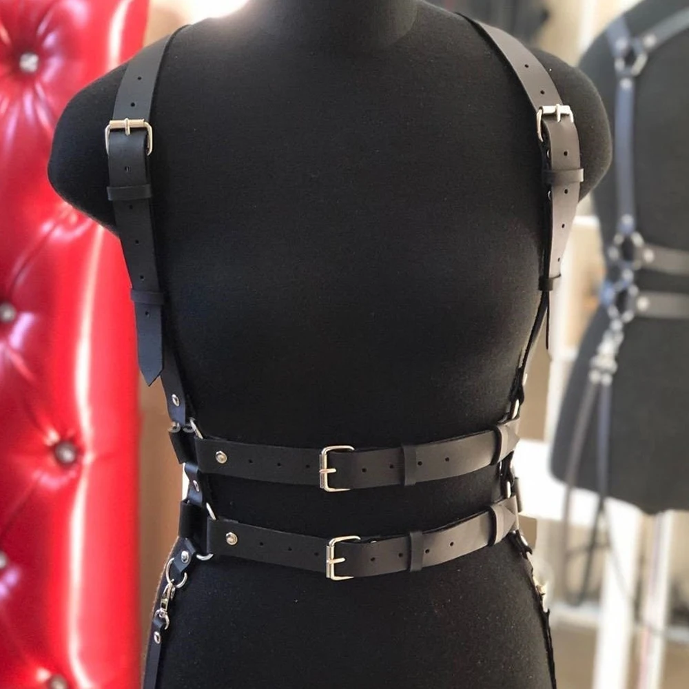 Women Trend Punk Belt Suspenders Chest Fashion Leather Waist Belt Female Street Style Decoration Gothic Clothing Accessories