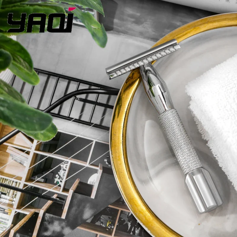 YAQI Razzo Rocket Safety Razor — хромированная алюминиевая ручка, эргономичный дизайн, удобный опыт бритья для мужчин
