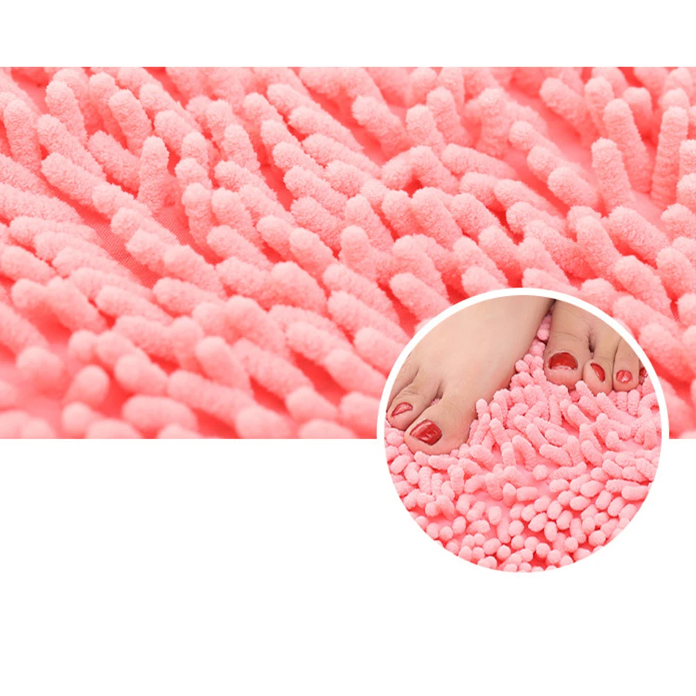 

Chenille Pink Heart Anti-Slip Microfiber Rug Super Absorbent Fade-Resistant Non-Skid Floor Mat for Bathroom Bedroom Living Room