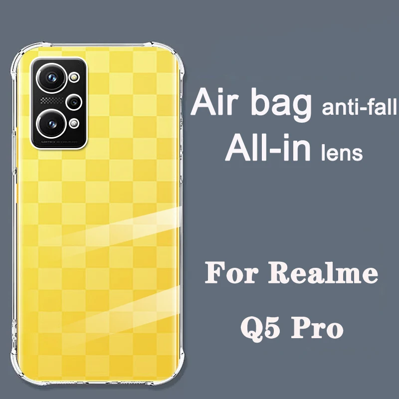 

Thickened Airbag Shockproof Clear Soft Tpu Phone Case For Realme Q5 Pro case Transparent Back Cover for RMX3372 cases 6.62" 5G