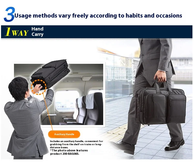 Large Capacitor Bag with Password 3WAY Handheld Double Shoulder Bapa Waterproof Business Nylon Notebook Bag