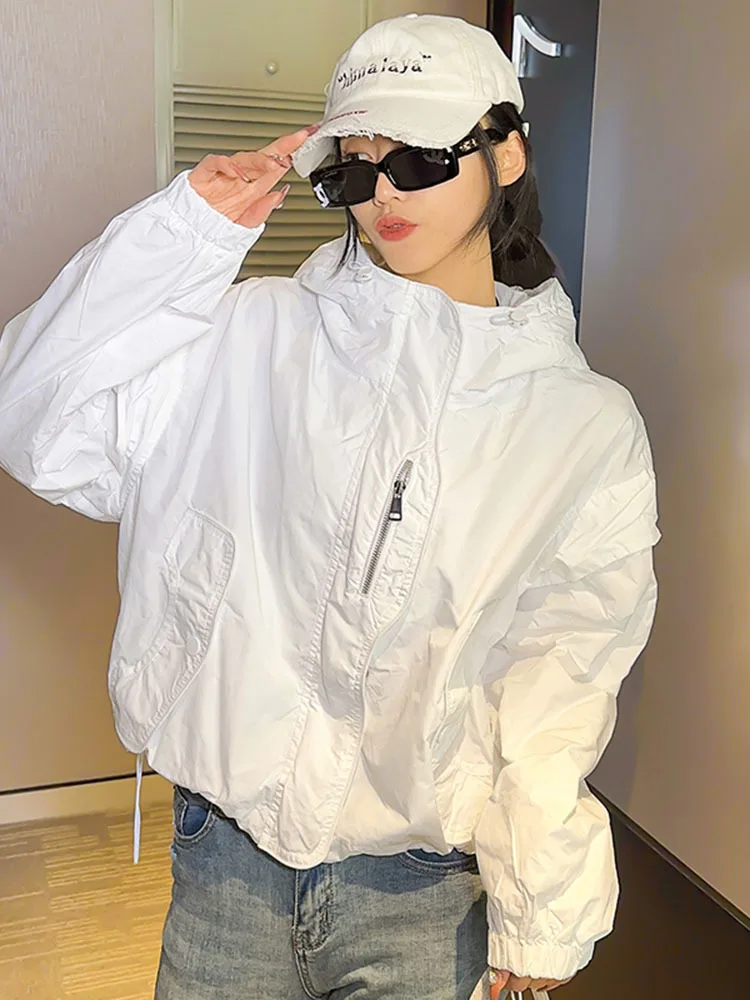 2024 New Women\'s Thin Coat Sun Protection Clothing Summer Zipper Long-Sleeved Hooded Casual Windbreaker Jacket Clothing