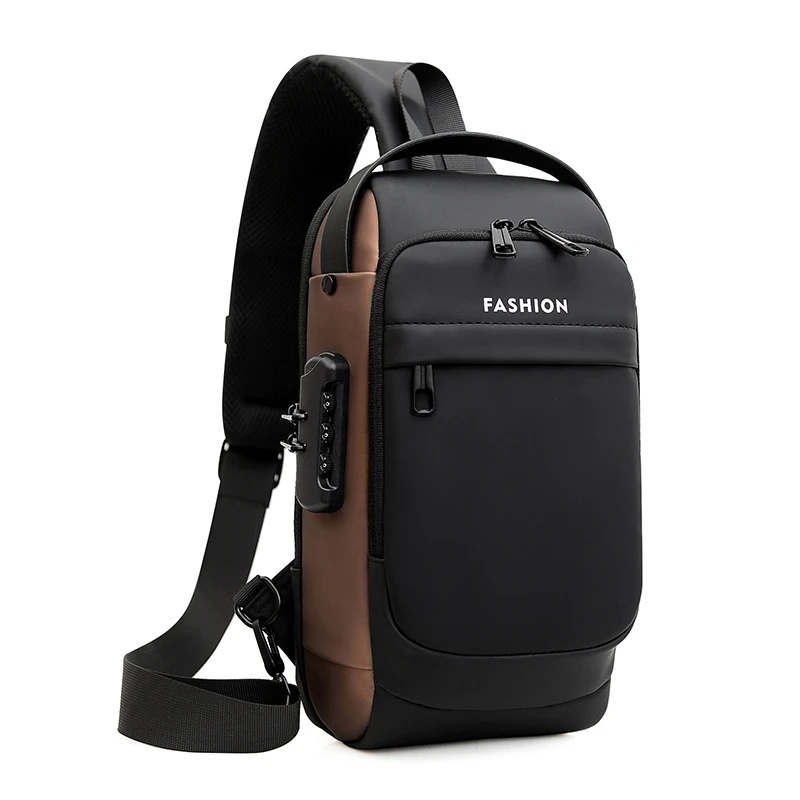 Anti‑Theft Password Lock Sling Chest Bag, Water‑Repellent Multi‑Compartment Crossbody Pack for Outdoor & Daily Commute