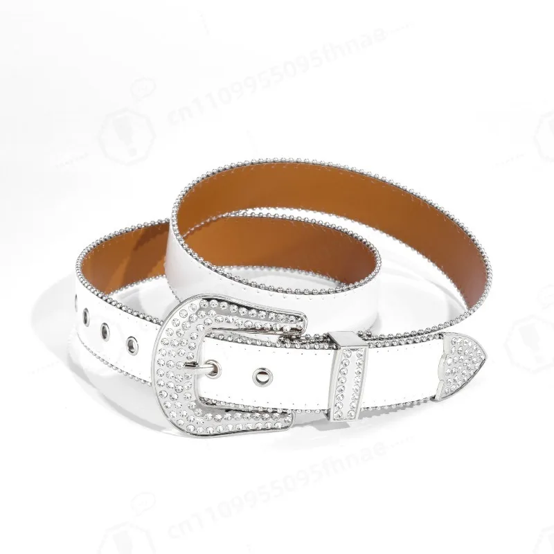 European American Minimalist Rhinestone Waist Strap Unisex Hip Hop Punk Belt Shiny Inlaid Diamond High Texture Decor Accessory