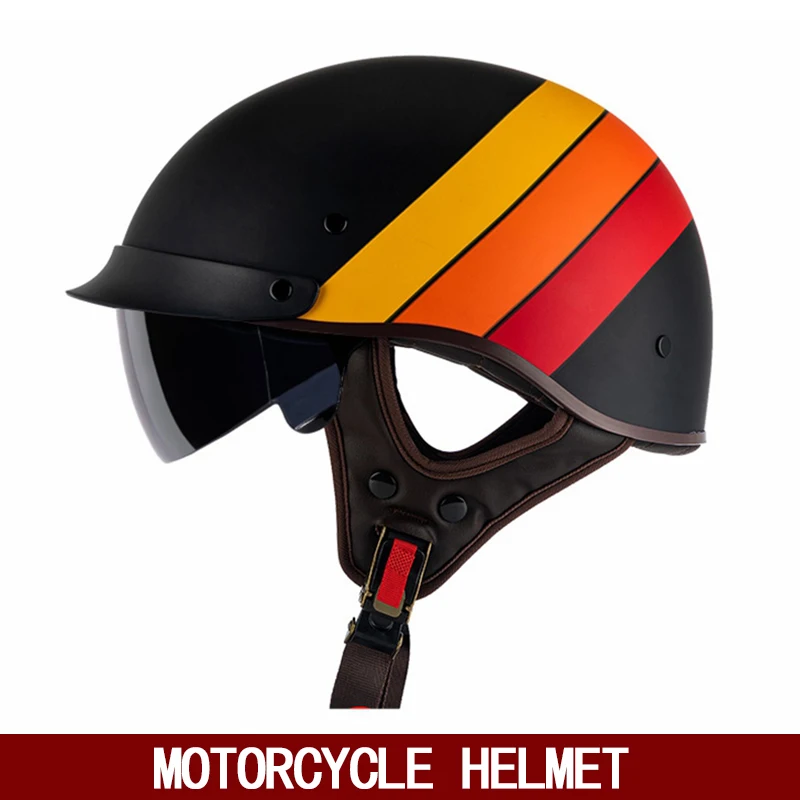 Retro semi-helmet motorcycle helmet American cruise locomotive summer floating helmet battery motor car helmet female