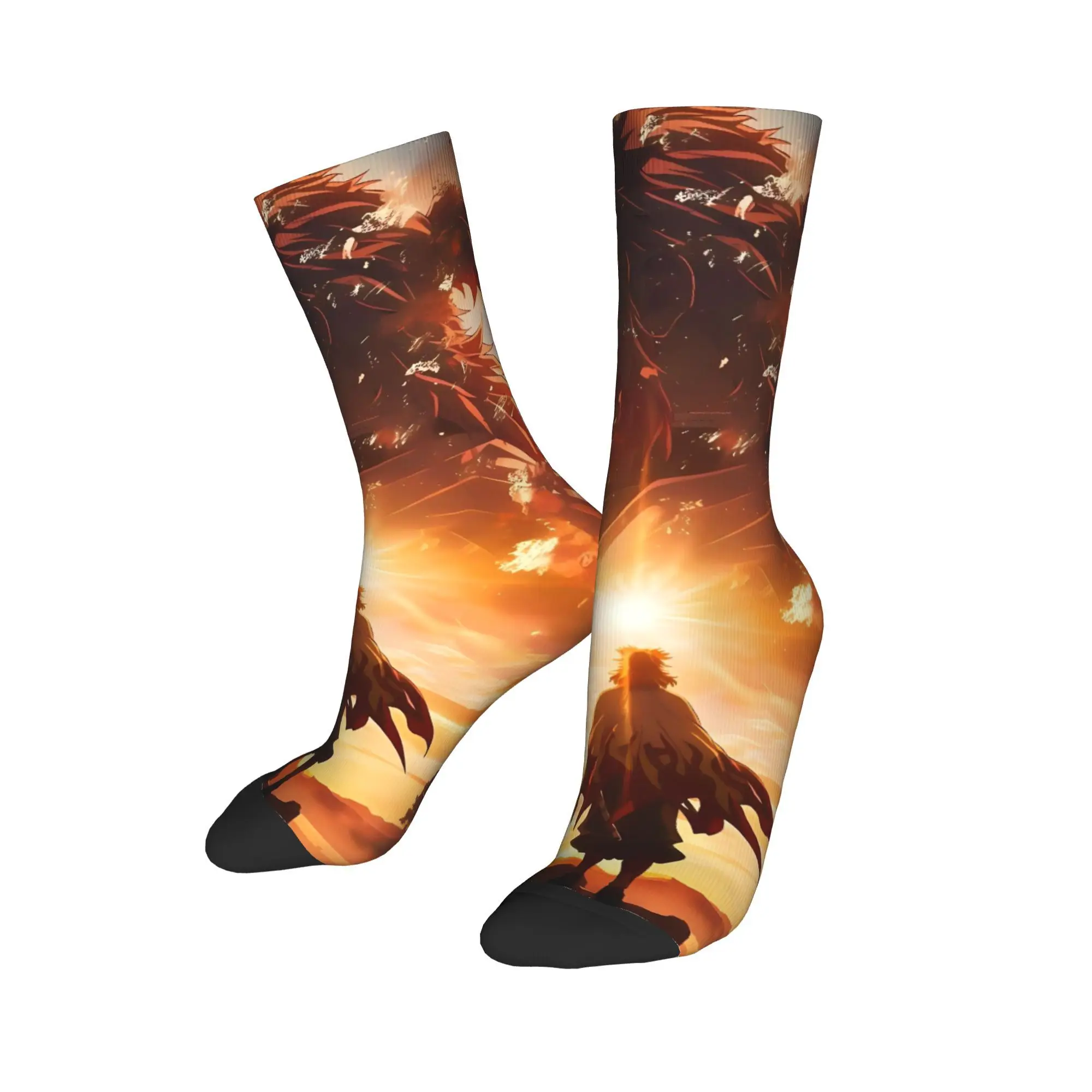 أنيمي Kyōjurō Rengoku الجوارب جوارب غير رسمية الرجال الدافئة لينة في الهواء الطلق الجوارب الخريف الرسم المضادة للبكتيريا الجوارب