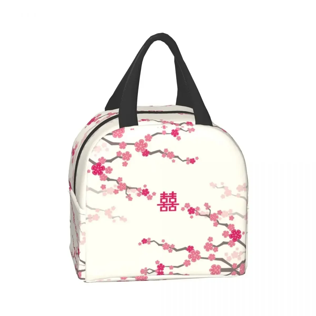 Bolsas de almuerzo aisladas de flores de cerezo Sakura japonesas para mujeres, refrigerador térmico reutilizable, caja Bento de flores para niños y escuela