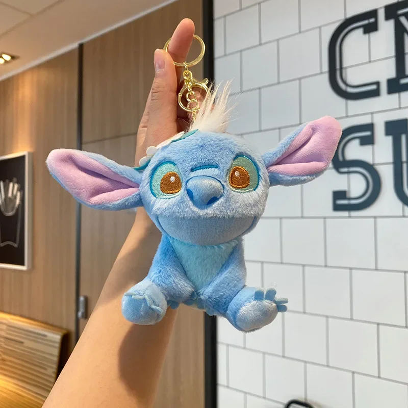 

12 см Disney Stitch плюшевые игрушки милый мультфильм мягкая подвеска сумка автомобильный брелок плюшевые куклы брелок украшение подарок на день рождения