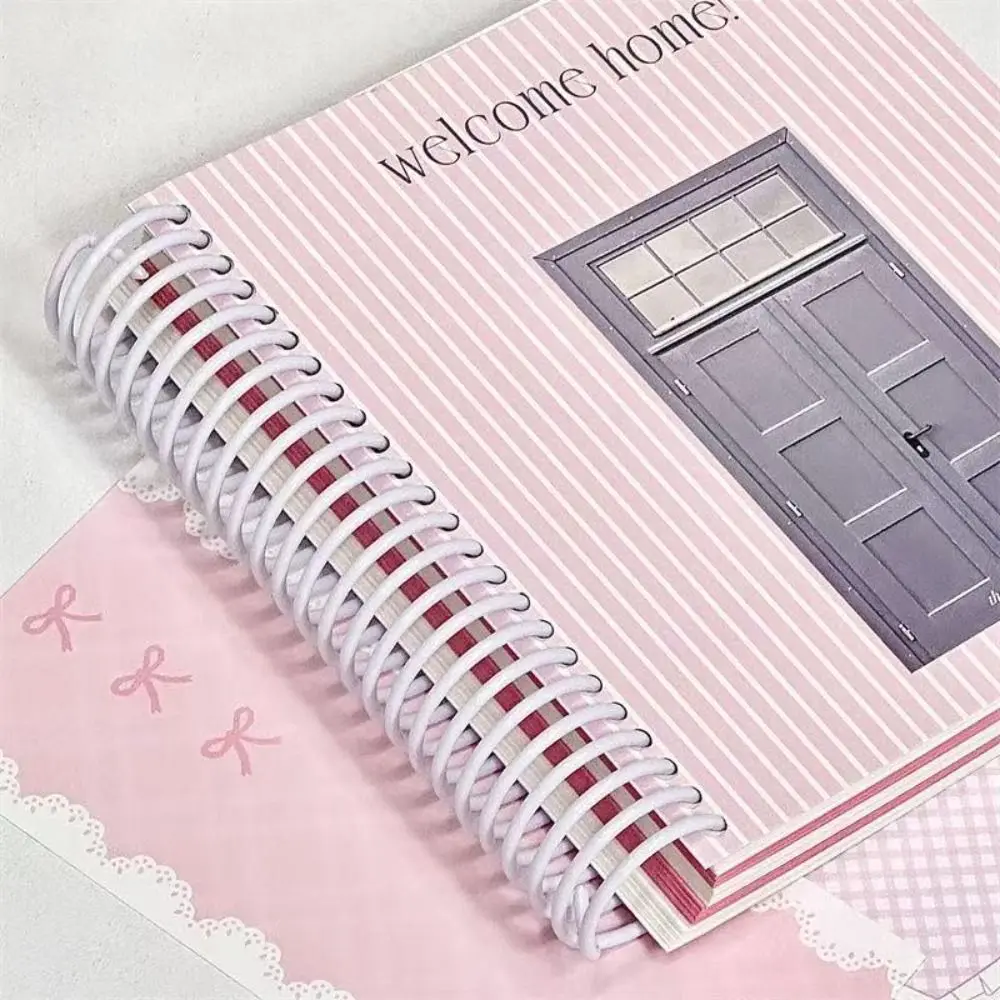 Cute Pink Line Spiral Book Blank Inner Pages DIY Diary Book Gift Notepad Stationery Supplies
