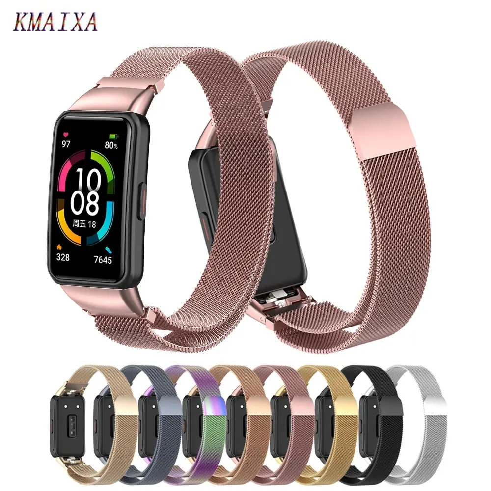 

Magnetic Loop Strap For Huawei Band 6/6 Pro huawei band6 Smartwatch correa Metal Stainless Steel bracelet Honor Band 6 Strap