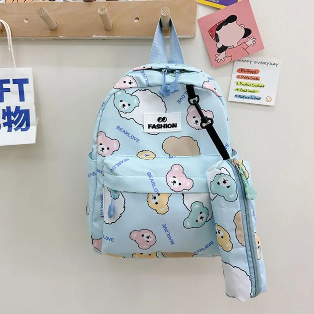 Mochila de oso con letras a la moda para niños, bolso escolar de nailon de gran capacidad para estudiantes, bolso de libros, bolso de hombro de dibujos animados para exteriores