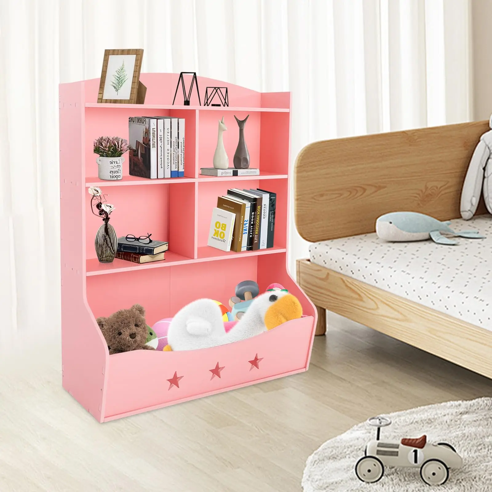 منظمو ألعاب الأطفال والتخزين، خزانة كتب للأطفال من 3 طبقات ورف كتب، رف عرض منظمة منزلية للعب الحضانة #5