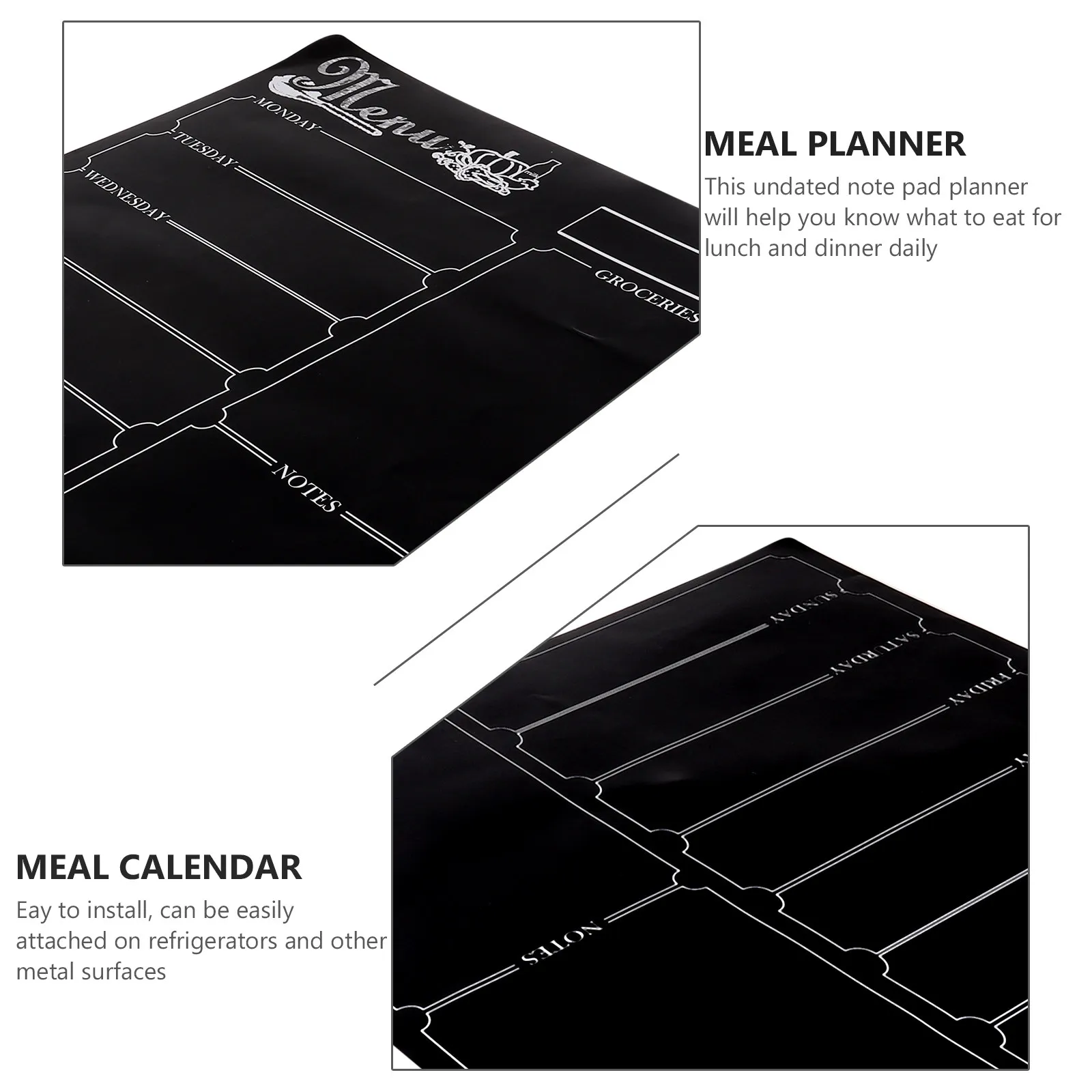 Magnetic Weekly Meal Planner Undated Note Pad for Refrigerator Diet Meal Calendar Food Journal Grocery Organizer