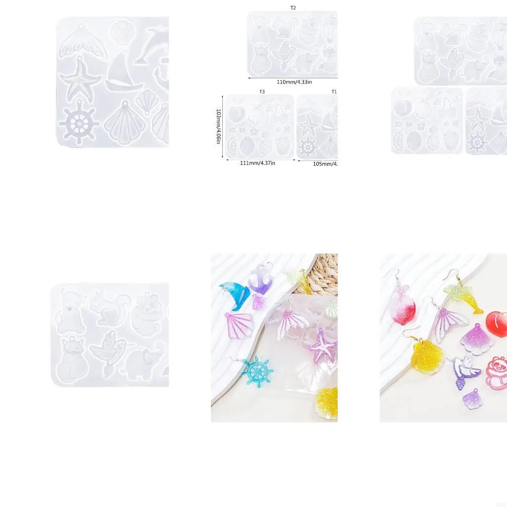 195C Epoxy Shells Mold Fruit Animal Series Earrings Pendant Mold Phone Keychain Pendant Silicone Mold for Decor