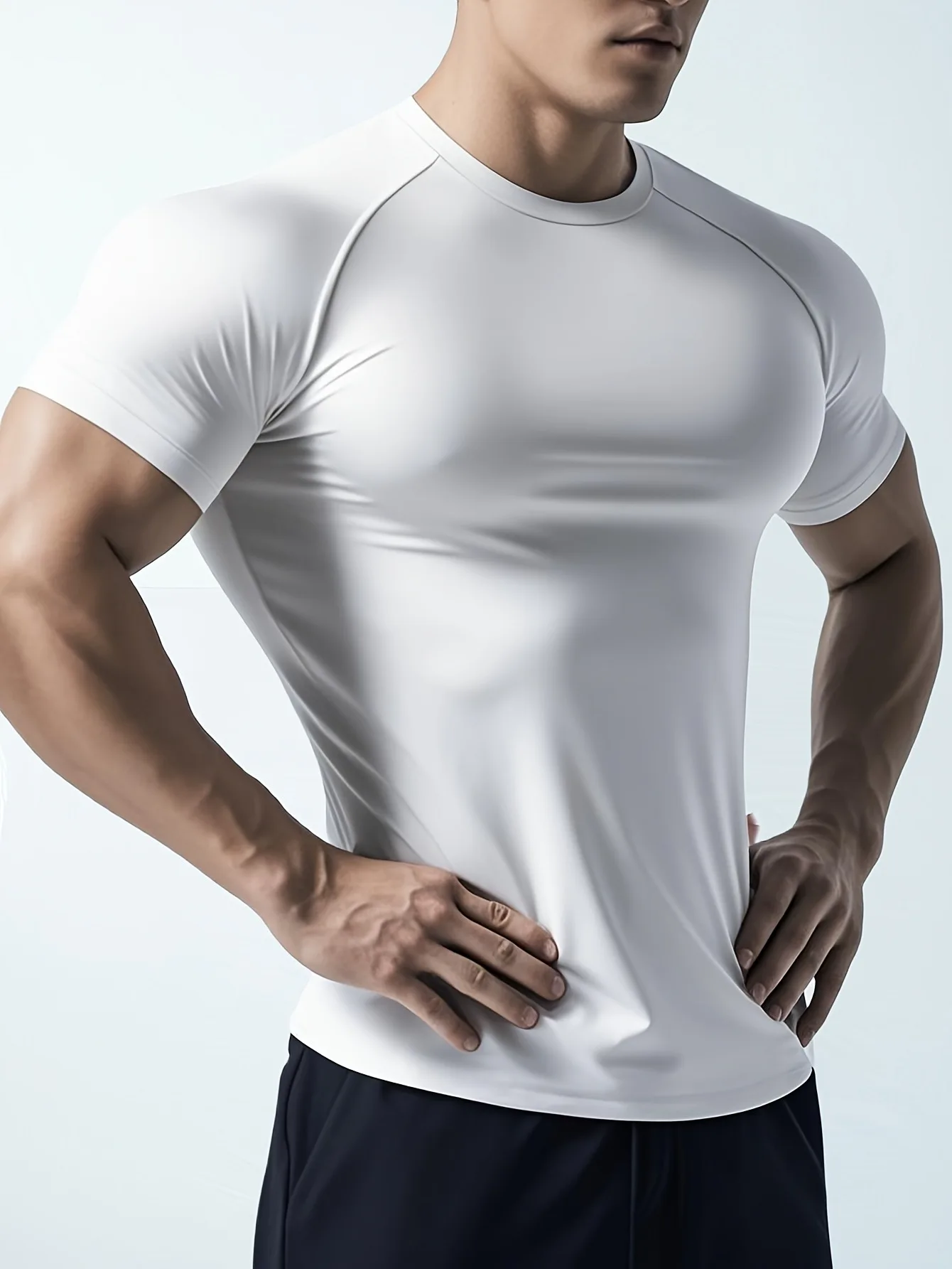 2026 New Summer Men's Quick Dry Raglan T-Shirt Slim Fit Short Sleeve Breathable Gym Workout Fitness Running Casual Athletic Tops