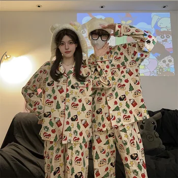 2023 잠옷 코튼 잠옷 커플 세트, 긴 버튼 다운 잠옷 수트, 여성 남성 라운지웨어, 플러스 사이즈 Pj 세트, 기모노 