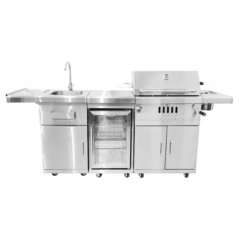 【2026】Outdoor Charcoal Bbq Grill With Chiller And Sink Stainless Steel 304 Barbecue Grill Bbq Stove Outdoor Stainless St