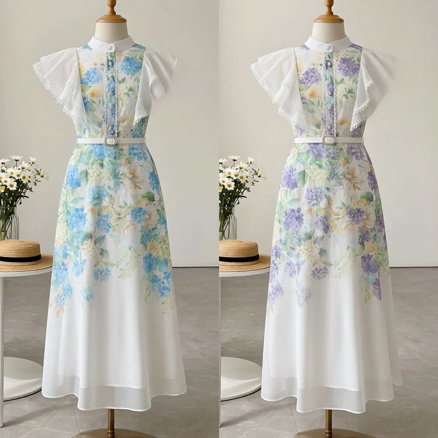 Elegant European Court Style Floral Print Princess Dress  Large Size Country Style Fairy Long Skirt Standard Fit Shor...