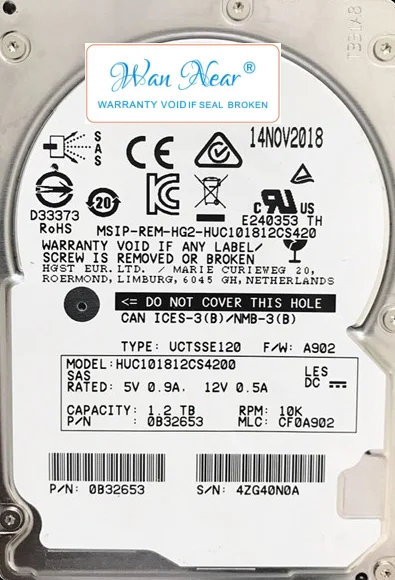 

Для huc109ecs4200 huc10oorcs4204 1,2 TB 10K 2,5 ''SAS