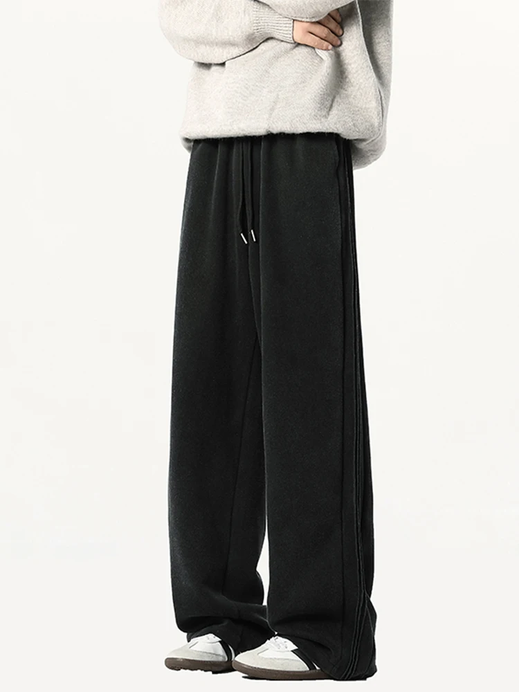 

American High Street Heavyweight Men's Sweatpants Autumn Winter Cleanfit Drapey Loose Wide Leg Casual Straight Leg Pants