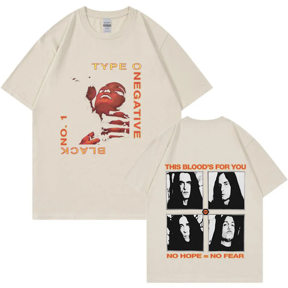تي شيرت بأكمام قصيرة للرجال والنساء ، فرقة روك من النوع O قبلات دموية سلبية ، معدن قوطي ، عتيق ، هيب هوب ، قطن