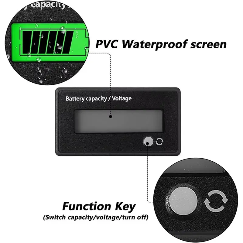 Y47A DC 12V-72V Lead Acid Lithium Battery Capacity Voltage Meter Indicator Green Screen Digital Tester for Vehicle